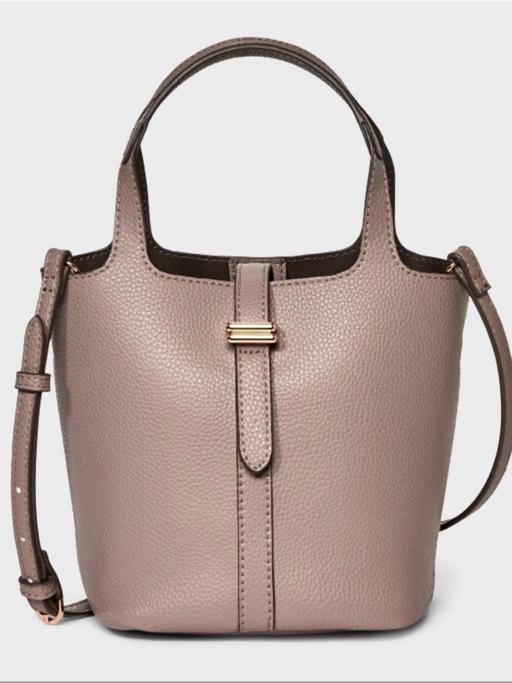 a new day Pebbled Bucket Shoulder Bag in Taupe